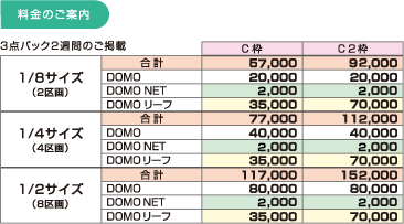 名古屋の新聞折込求人チラシDOMOリーフ3点パック広告見本掲載料金