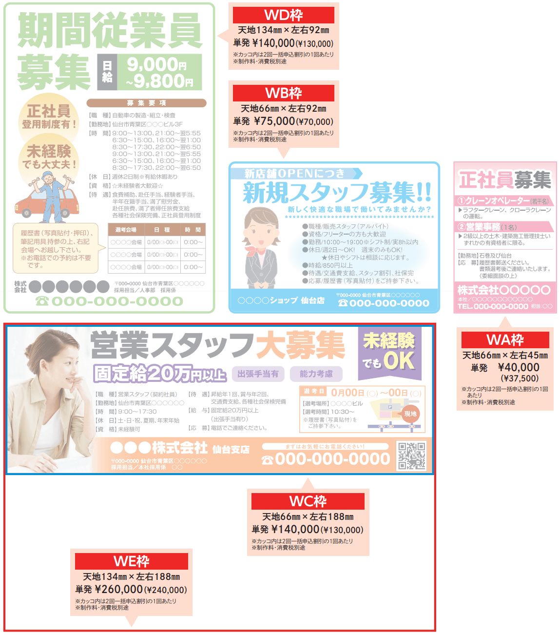 河北ウィークリーせんだいのサイズ見本